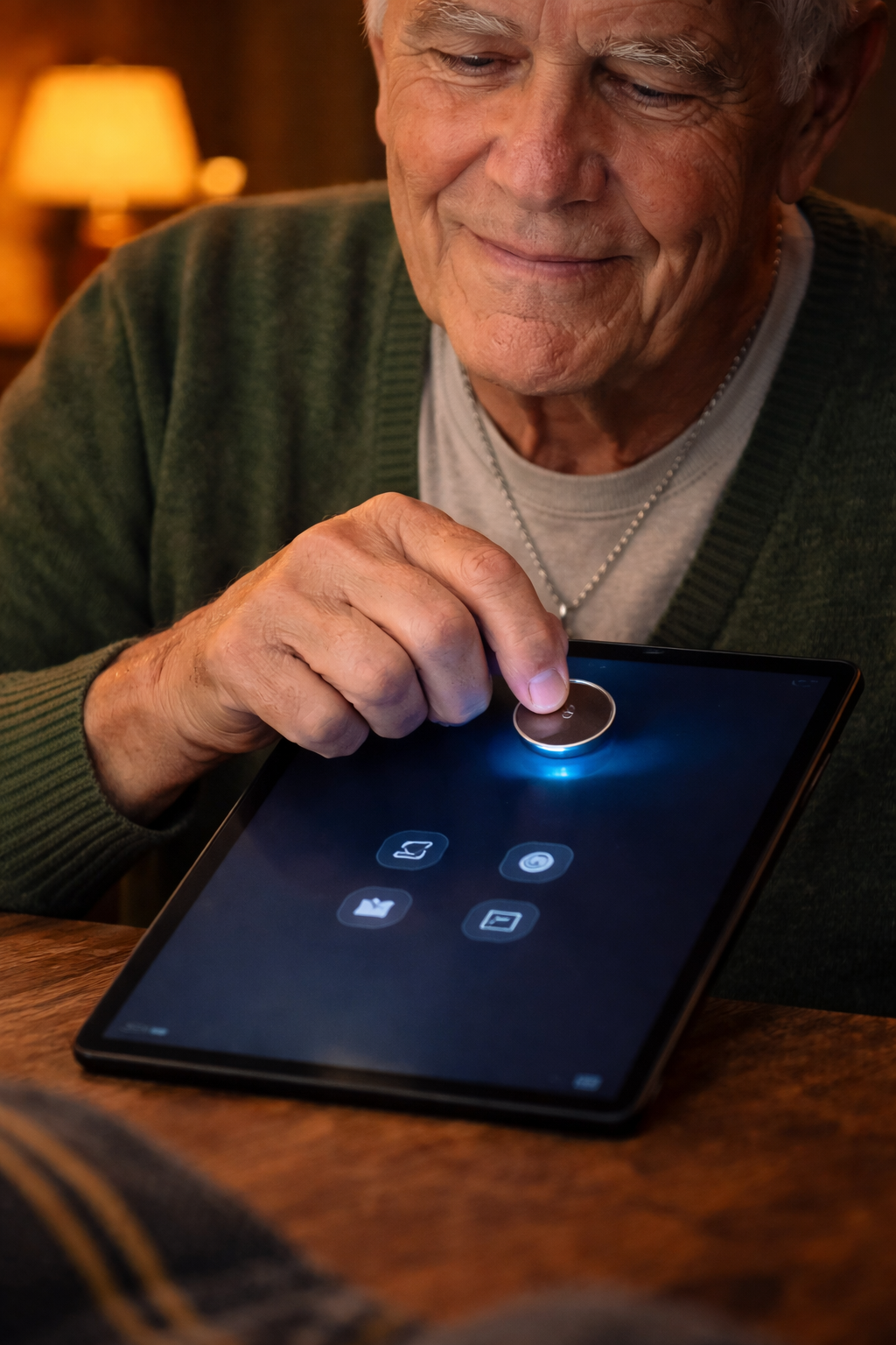 NFC jewelry being tapped to unlock a digital vault